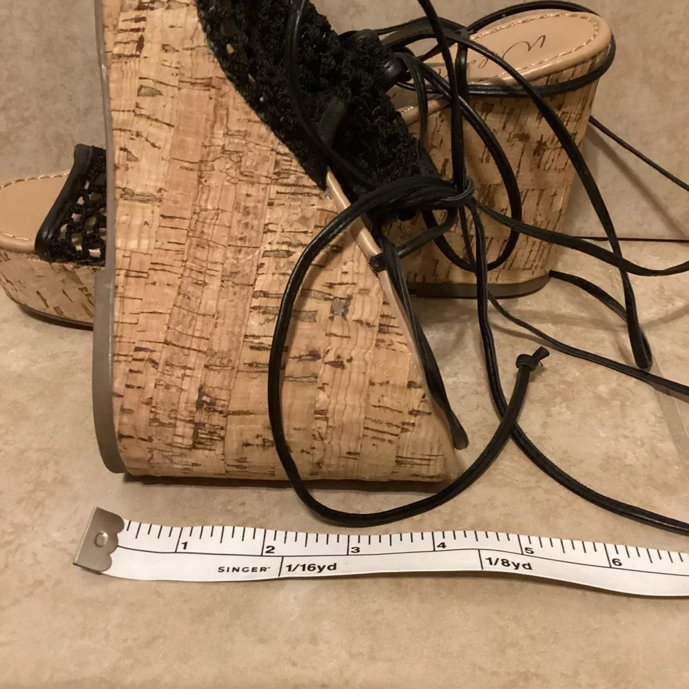 Wild Pair Black Woven Wedge Sandals